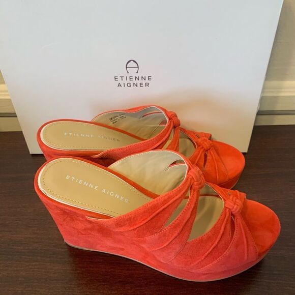 Etienne Aigner desire platform soft suede leather wedge sandal💥 size 9,5 - Picture 3 of 11